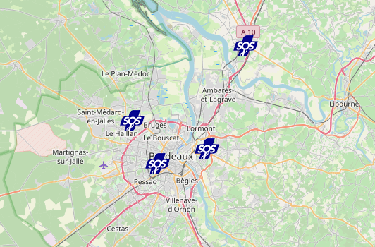 Carte SOS Médins Bordeaux Métropole