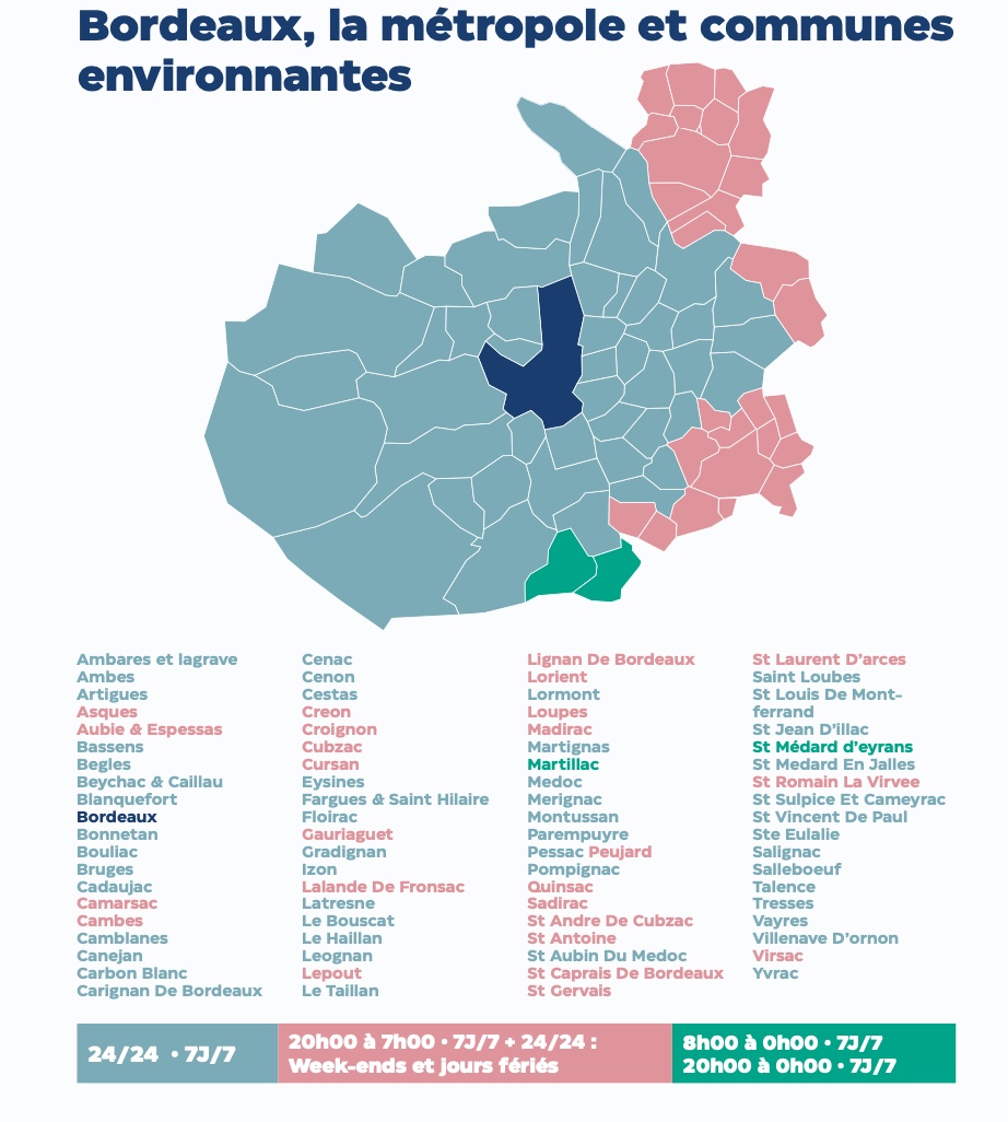 Zones couvertes par SOS Médecins Bordeaux